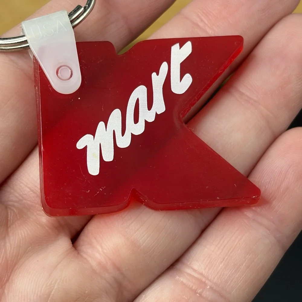 Vintage Kmart Red Acrylic K Logo Keychain 1990s Retail Store Promo Collectible